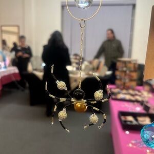 Gold and Black Beaded Spider Sun Catcher